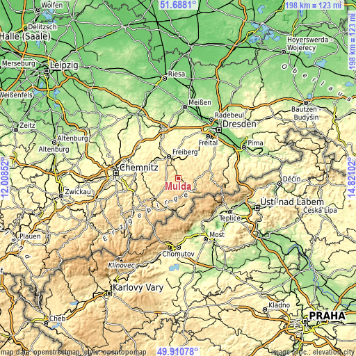 Topographic map of Mulda