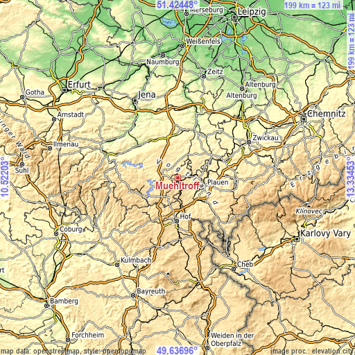 Topographic map of Mühltroff