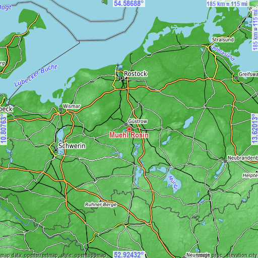 Topographic map of Mühl Rosin