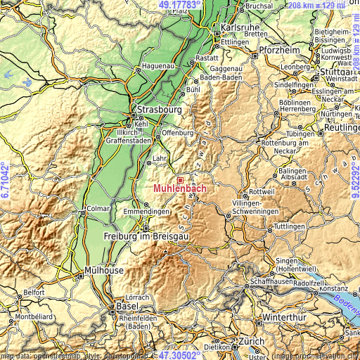 Topographic map of Mühlenbach