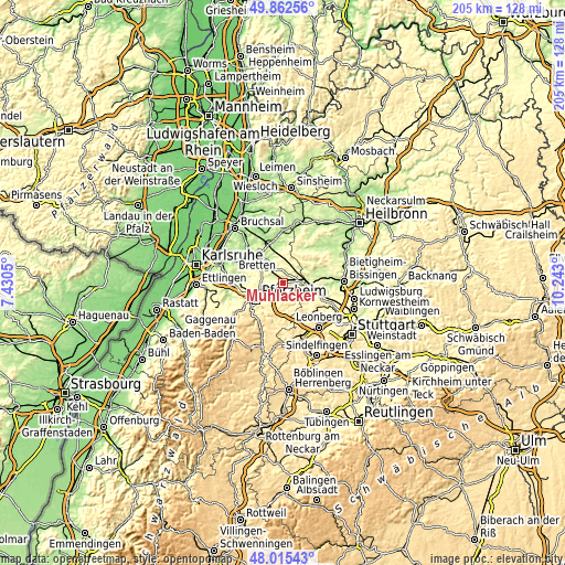 Topographic map of Mühlacker