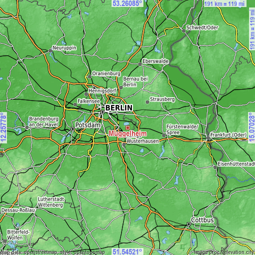 Topographic map of Müggelheim