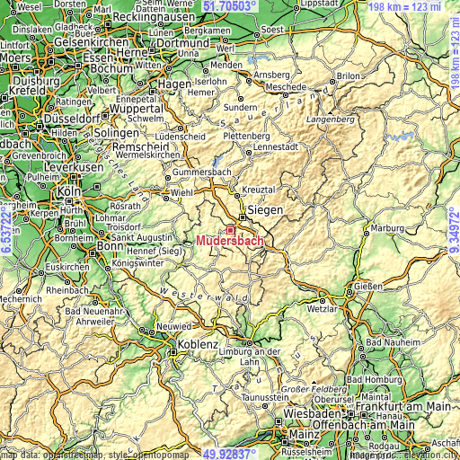 Topographic map of Mudersbach