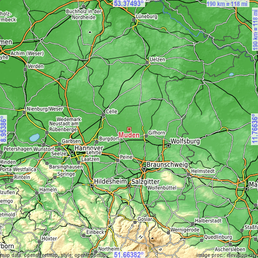 Topographic map of Müden