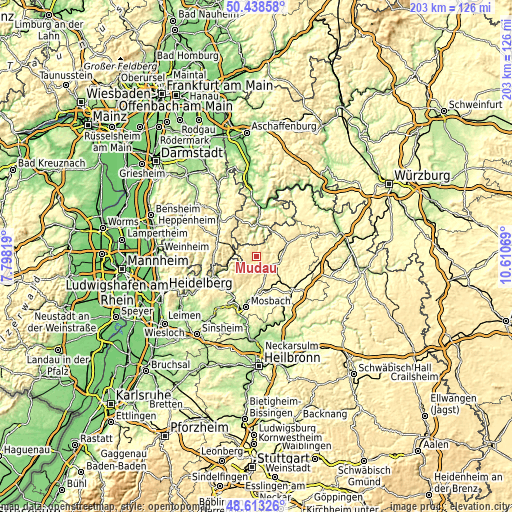 Topographic map of Mudau