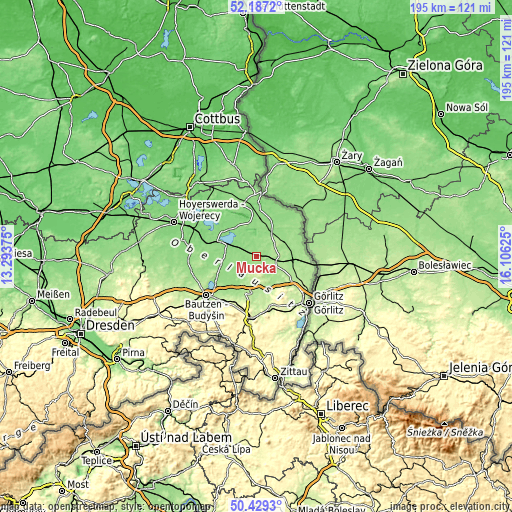 Topographic map of Mücka