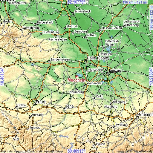 Topographic map of Mücheln