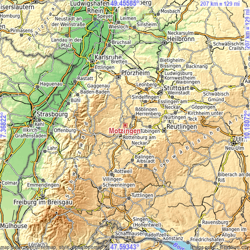 Topographic map of Mötzingen