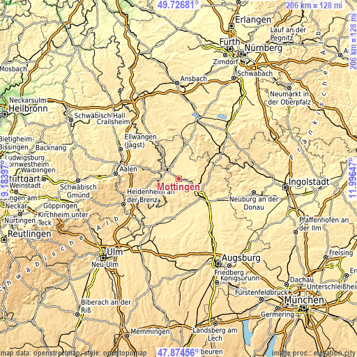 Topographic map of Möttingen