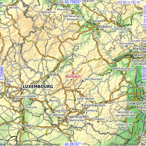 Topographic map of Morbach