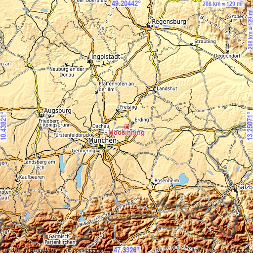 Topographic map of Moosinning