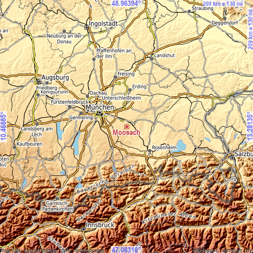 Topographic map of Moosach