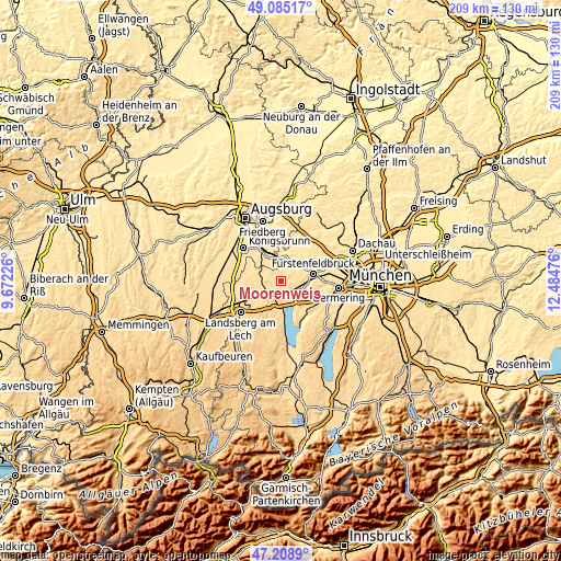 Topographic map of Moorenweis