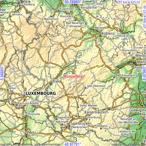 Topographic map of Monzelfeld