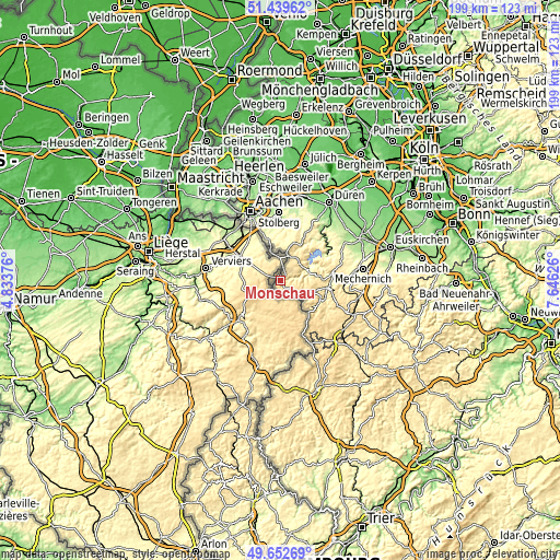 Topographic map of Monschau