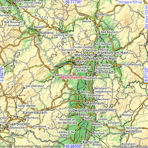 Topographic map of Mommenheim