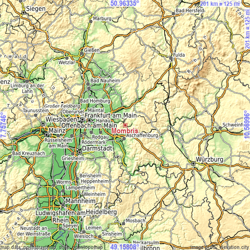 Topographic map of Mömbris