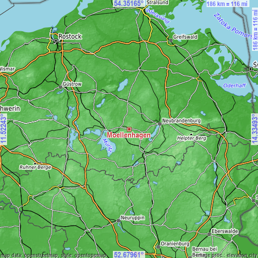 Topographic map of Möllenhagen