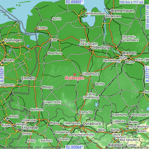 Topographic map of Molbergen