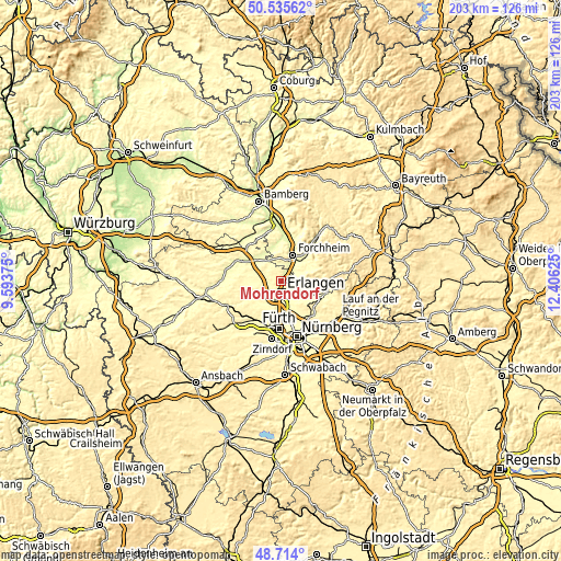 Topographic map of Möhrendorf