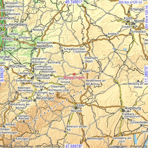 Topographic map of Mögglingen