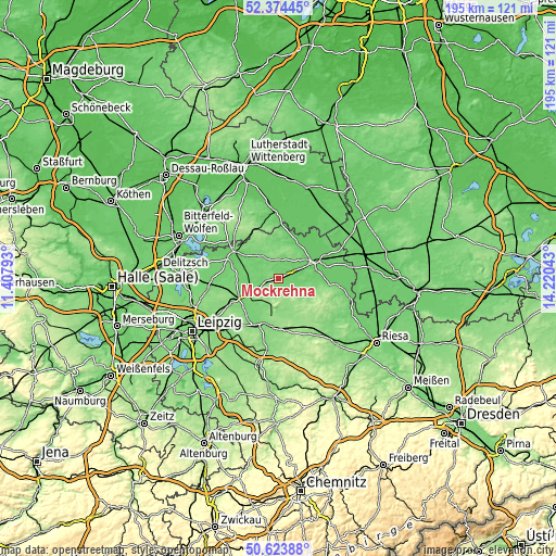 Topographic map of Mockrehna