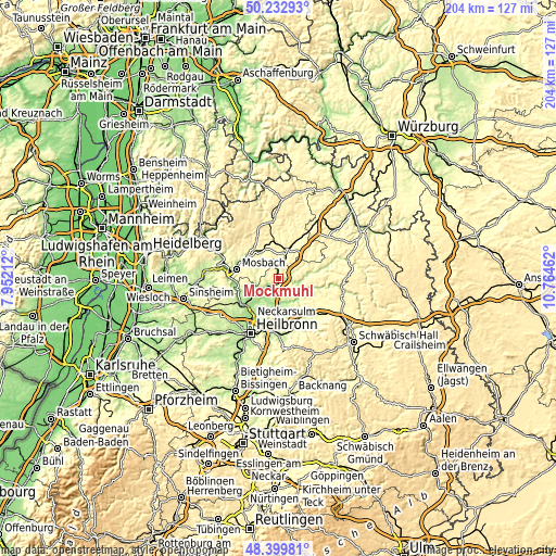 Topographic map of Möckmühl