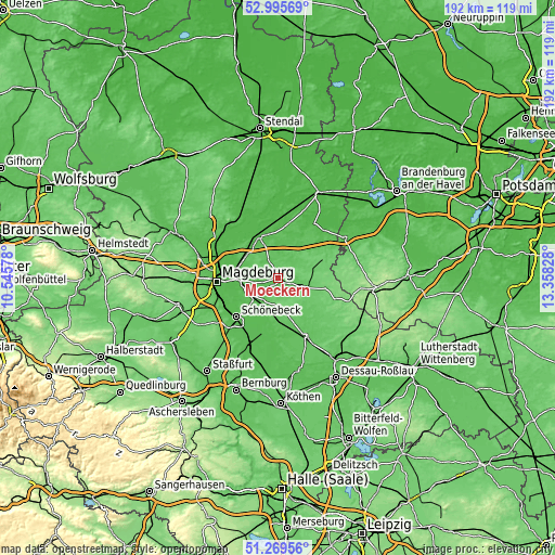 Topographic map of Möckern