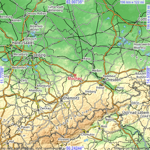 Topographic map of Mochau