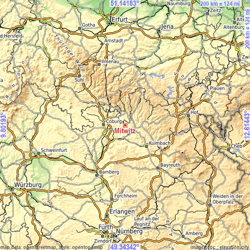 Topographic map of Mitwitz