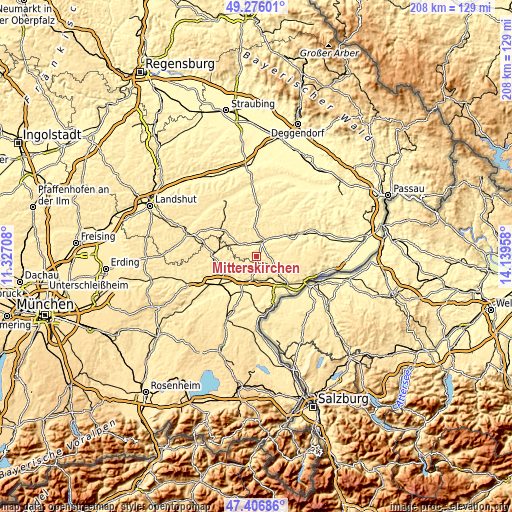 Topographic map of Mitterskirchen