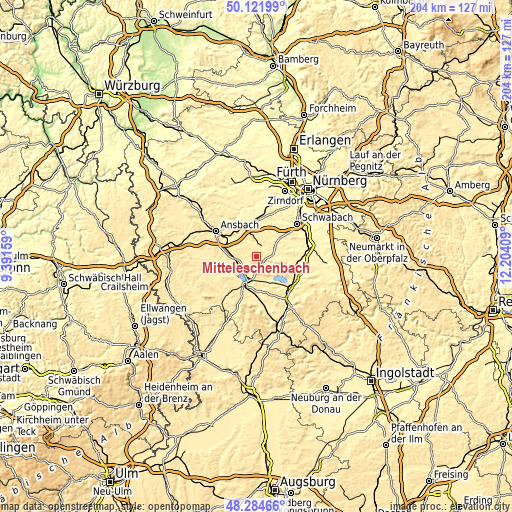 Topographic map of Mitteleschenbach