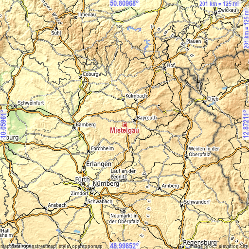 Topographic map of Mistelgau