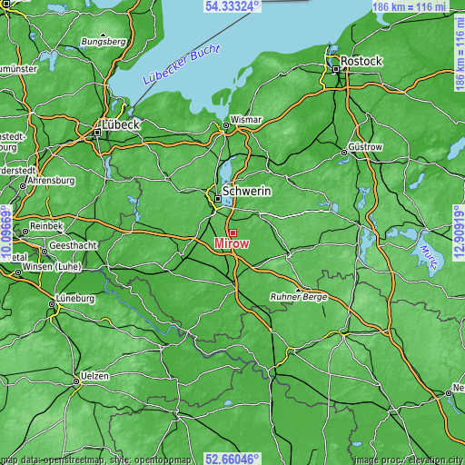 Topographic map of Mirow