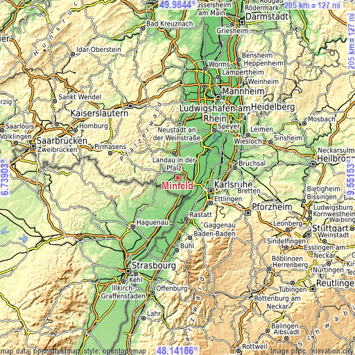 Topographic map of Minfeld