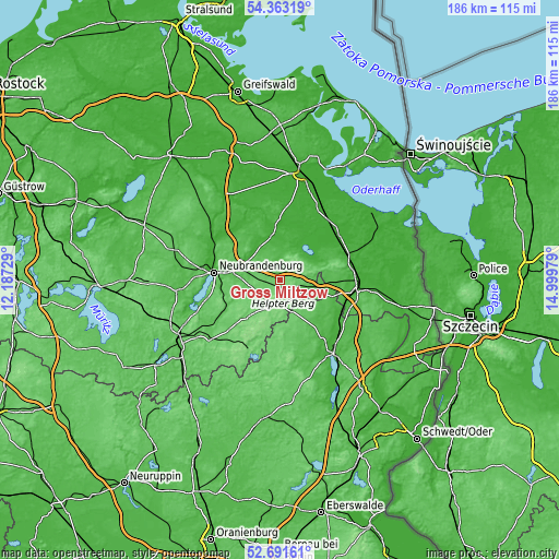 Topographic map of Groß Miltzow