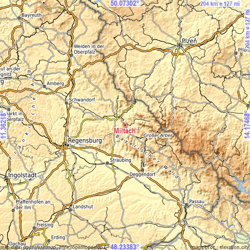 Topographic map of Miltach