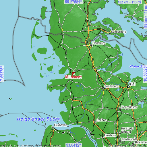 Topographic map of Mildstedt