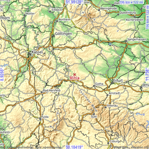 Topographic map of Mihla
