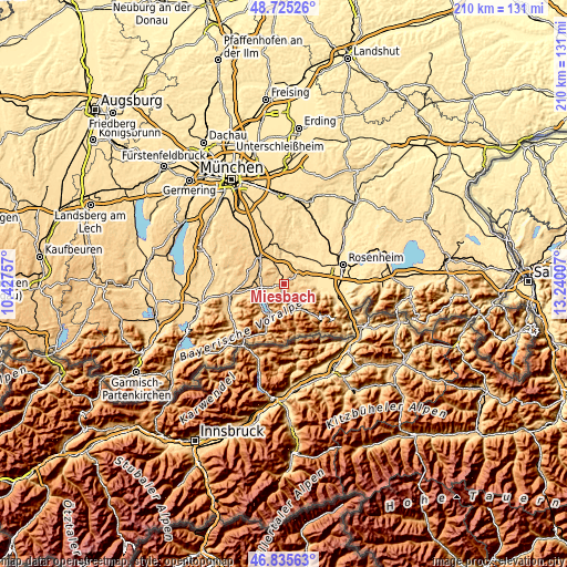 Topographic map of Miesbach