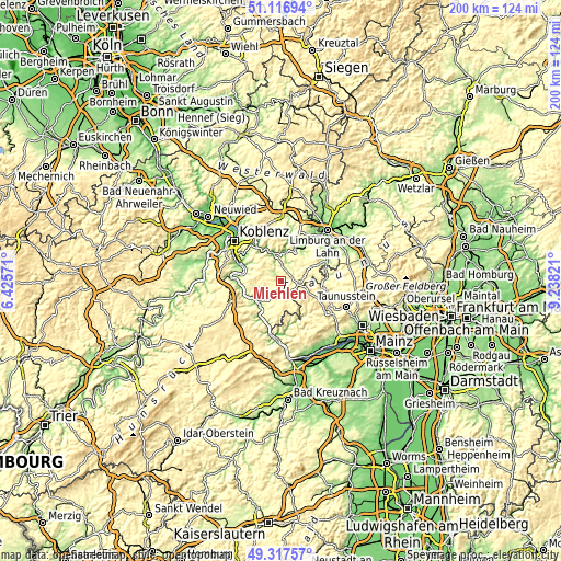 Topographic map of Miehlen