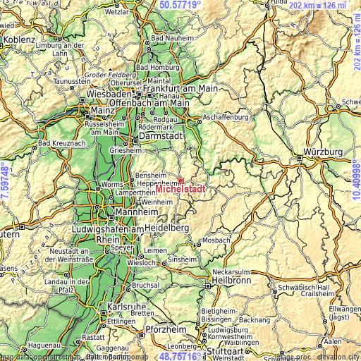 Topographic map of Michelstadt