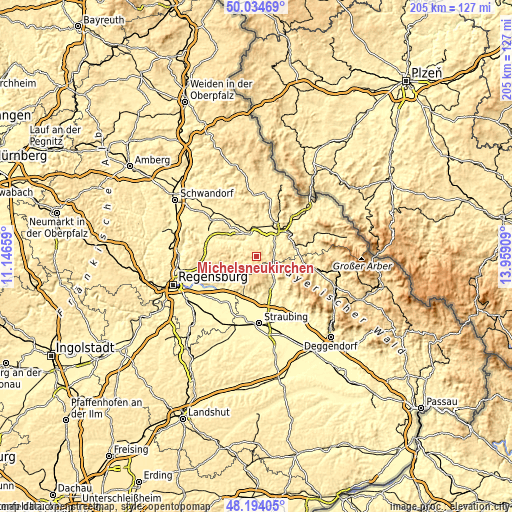 Topographic map of Michelsneukirchen