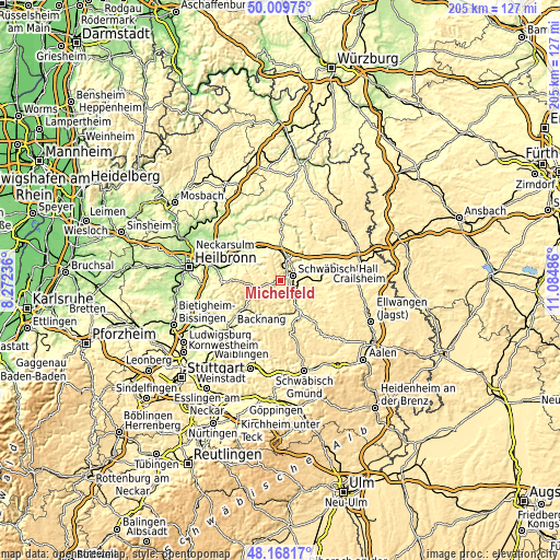 Topographic map of Michelfeld