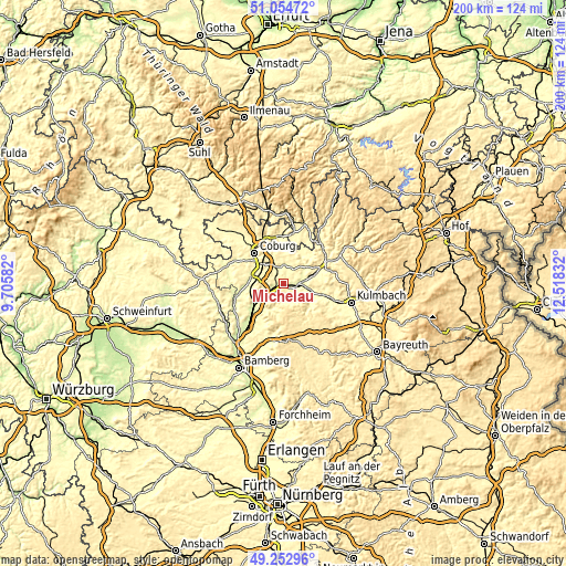 Topographic map of Michelau