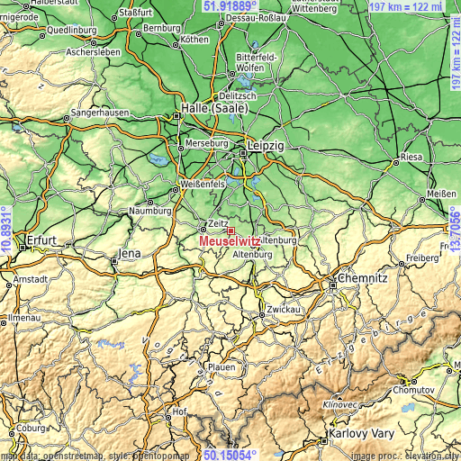 Topographic map of Meuselwitz