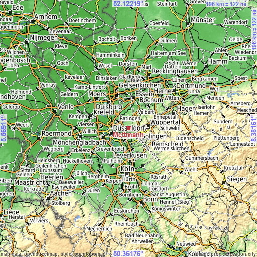 Topographic map of Mettmann