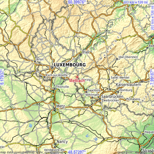 Topographic map of Mettlach