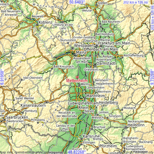 Topographic map of Mettenheim
