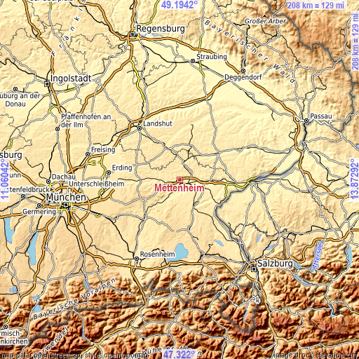 Topographic map of Mettenheim